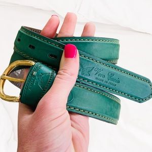 Vero cuoio Italian green minimalist leather belt M